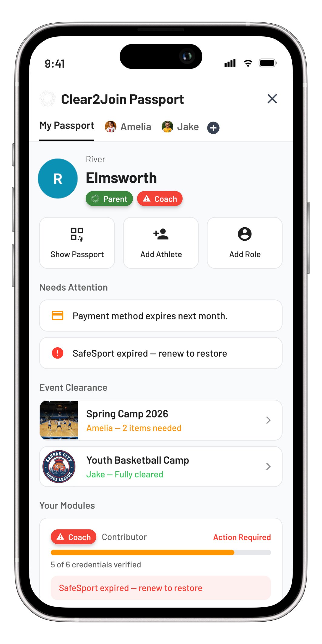 The Good Game Passport centralizes Kansas event registrations, eligibility requirements, credentials, and compliance records, allowing athletes, parents, coaches, and organizations to manage participation through a single secure profile.